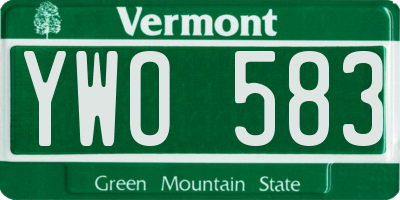 VT license plate YWO583
