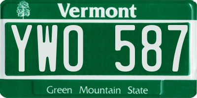 VT license plate YWO587