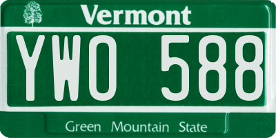VT license plate YWO588
