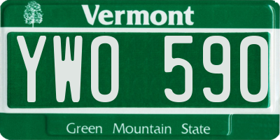 VT license plate YWO590
