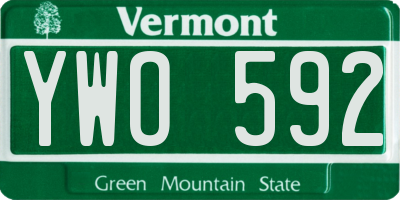VT license plate YWO592