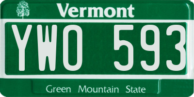 VT license plate YWO593