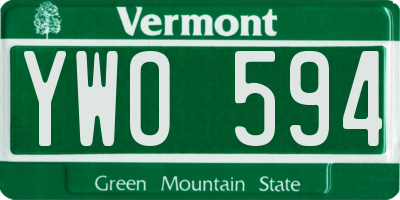 VT license plate YWO594