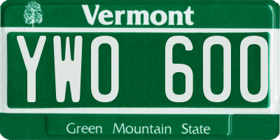 VT license plate YWO600