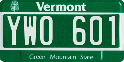 VT license plate YWO601