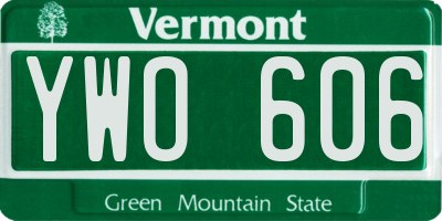 VT license plate YWO606
