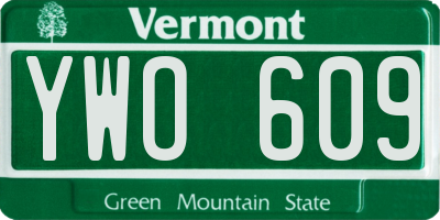 VT license plate YWO609