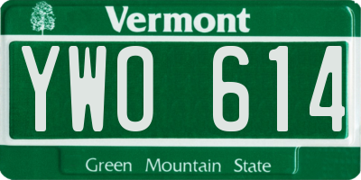 VT license plate YWO614
