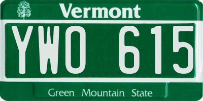VT license plate YWO615