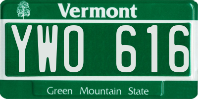 VT license plate YWO616