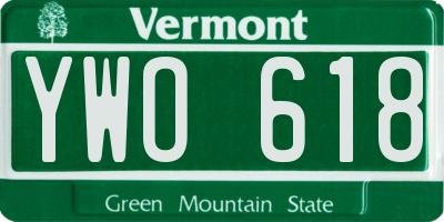 VT license plate YWO618