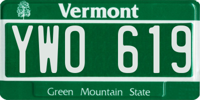 VT license plate YWO619