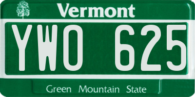 VT license plate YWO625