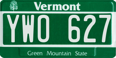 VT license plate YWO627