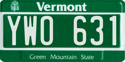 VT license plate YWO631