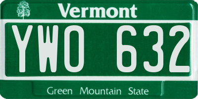 VT license plate YWO632