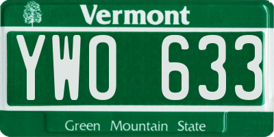 VT license plate YWO633