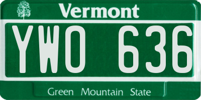 VT license plate YWO636