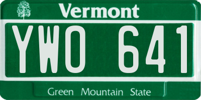 VT license plate YWO641