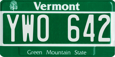 VT license plate YWO642