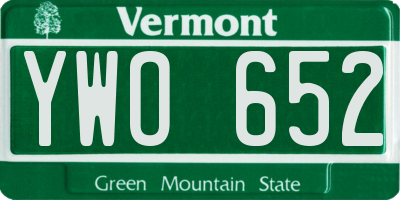 VT license plate YWO652