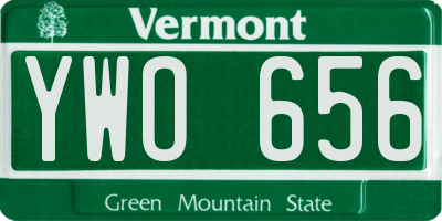 VT license plate YWO656