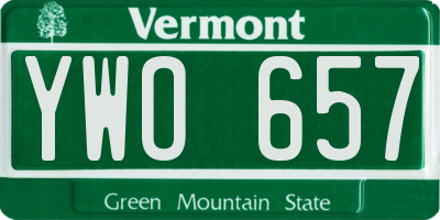 VT license plate YWO657
