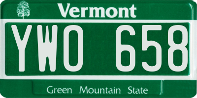VT license plate YWO658