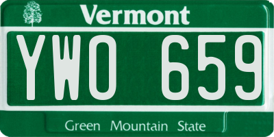 VT license plate YWO659