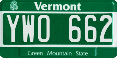 VT license plate YWO662