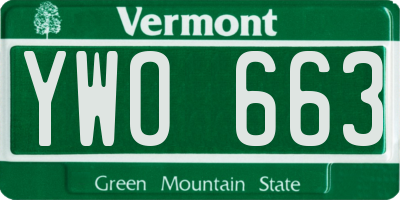 VT license plate YWO663