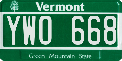 VT license plate YWO668