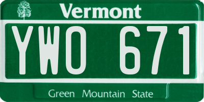 VT license plate YWO671