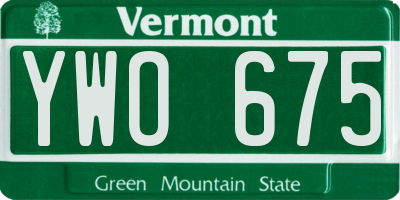 VT license plate YWO675