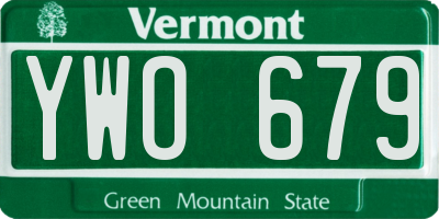 VT license plate YWO679