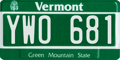 VT license plate YWO681