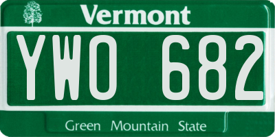 VT license plate YWO682
