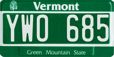 VT license plate YWO685