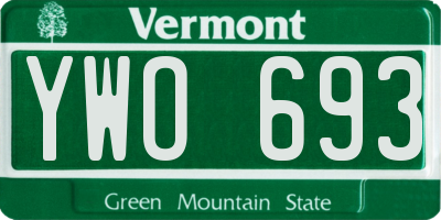VT license plate YWO693