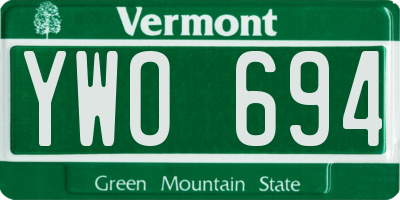VT license plate YWO694