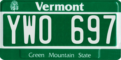 VT license plate YWO697