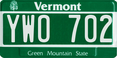 VT license plate YWO702