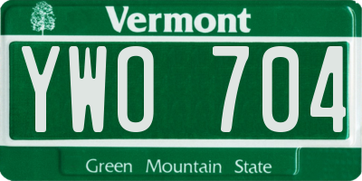 VT license plate YWO704