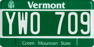 VT license plate YWO709