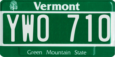 VT license plate YWO710