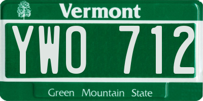 VT license plate YWO712