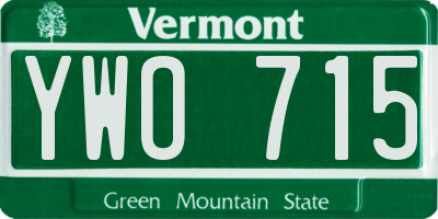 VT license plate YWO715