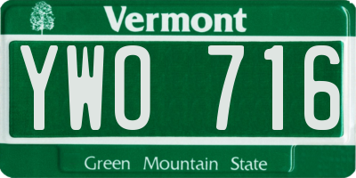 VT license plate YWO716