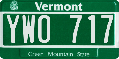VT license plate YWO717