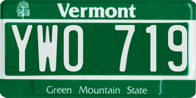 VT license plate YWO719